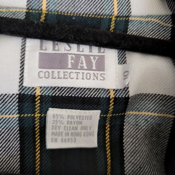 Vintage Leslie Fey Cropped Plaid Plaid Blazer Academia Collegiate‎ Size 10 - Picture 5 of 8